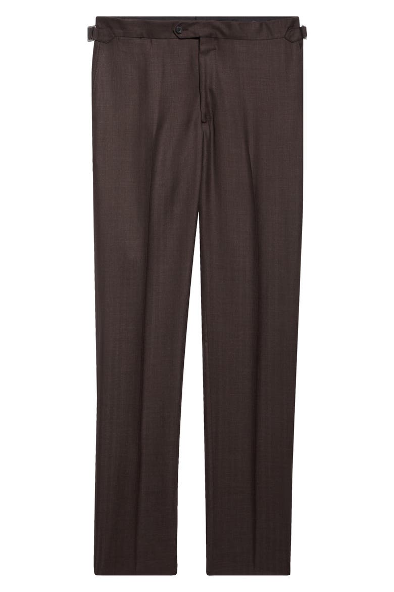 Pleated Linen Blend Pants, Alternate, color, BROWN