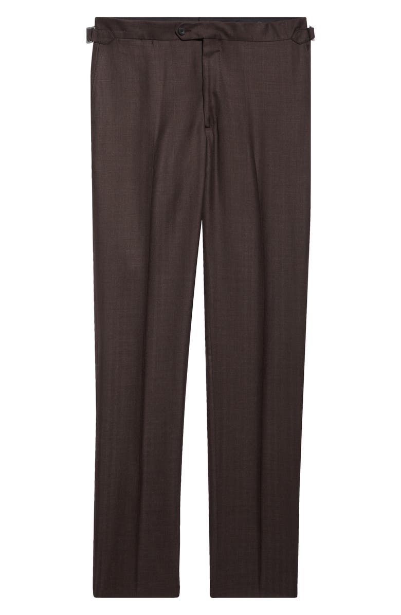 Thom Sweeney Pleated Linen Blend Pants, Alternate, color, Brown