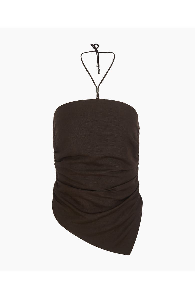 Onia Air Linen Asymmetrical Halter Top, Alternate, color, Espresso