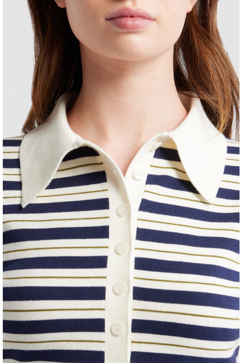 Bentley Crop Polo Sweater, Alternate, color, FIOR DI LATTE NAVY M