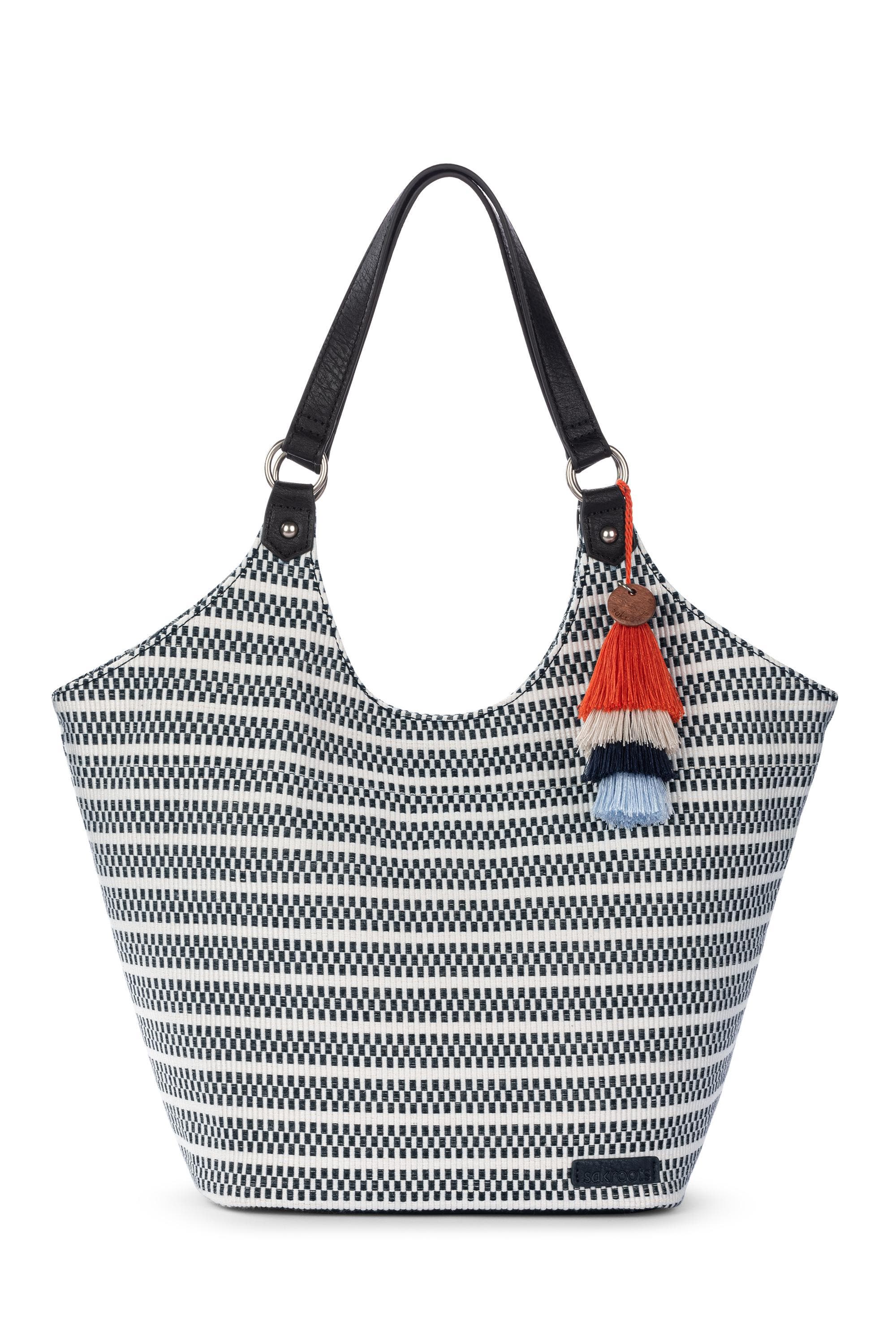 The Sak Roma Expandable Shopper, Main, color, Black & White Woven