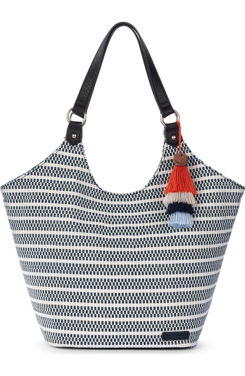 The Sak Roma Expandable Shopper, Main, color, Black & White Woven