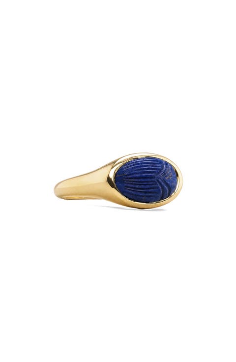 Death Beetle Gemstone Signet Ring
