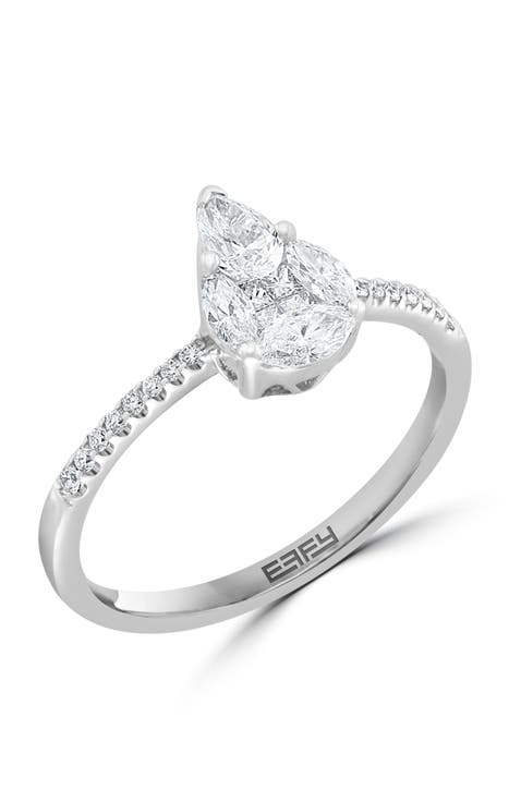 14K White Gold Eternal Teardrop Diamond Ring