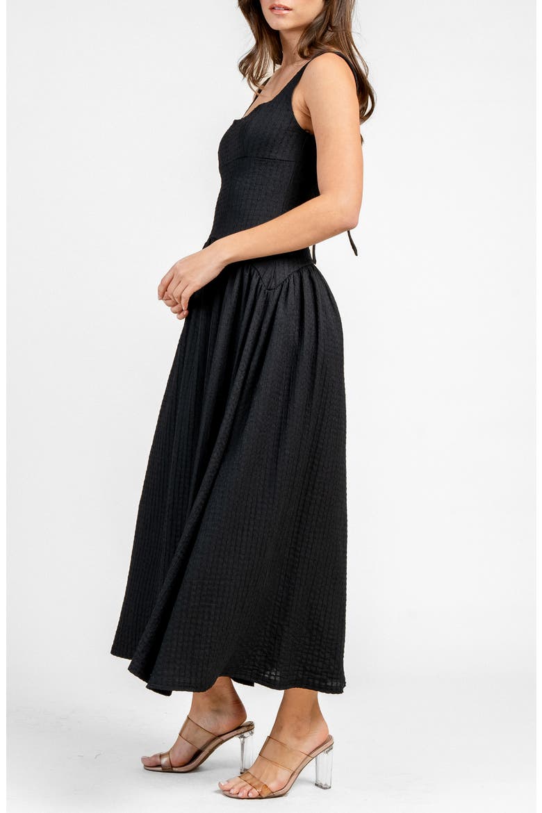 Square Neck Drop Waist Knit Maxi Dress, Alternate, color, BLACK