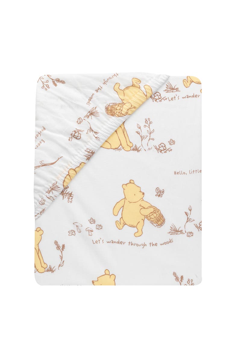 Lambs & Ivy Disney Baby Storytime Pooh 100% Cotton Fitted Crib Sheet, Alternate, color, Cream