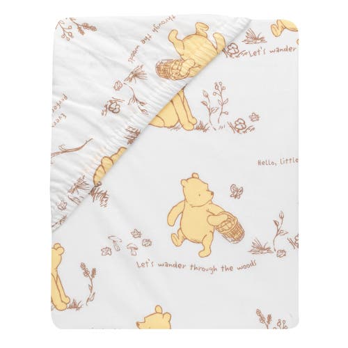 Lambs & Ivy Disney Baby Storytime Pooh 100% Cotton Fitted Crib Sheet In White