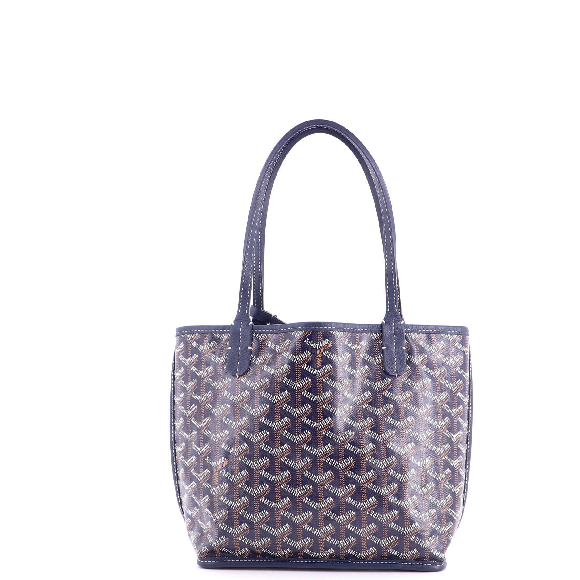Pre-Owned Goyard Anjou Reversible Tote Coated Canvas Mini, Alternate, color, Blue