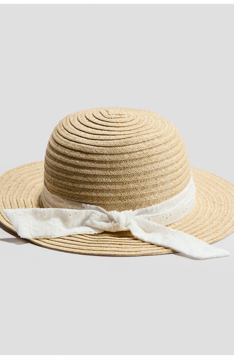 H&M Knot-detail straw hat, Alternate, color, Light Beige