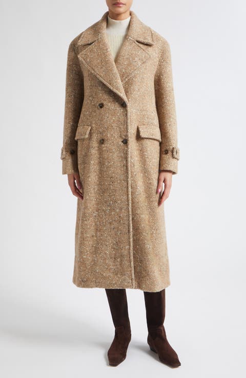 Alpaca Blend Herringbone Trench Coat