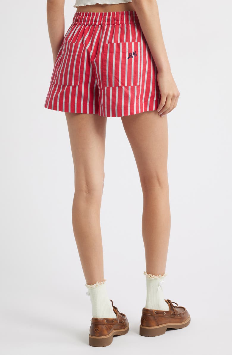 Damson Madder Krissy Stripe Organic Cotton & Linen Boxer Shorts, Alternate, color, Red