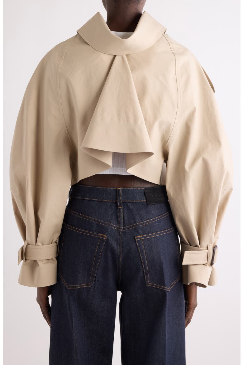 Crop Cotton Trench Coat, Alternate, color, BEIGE/ BUTTER