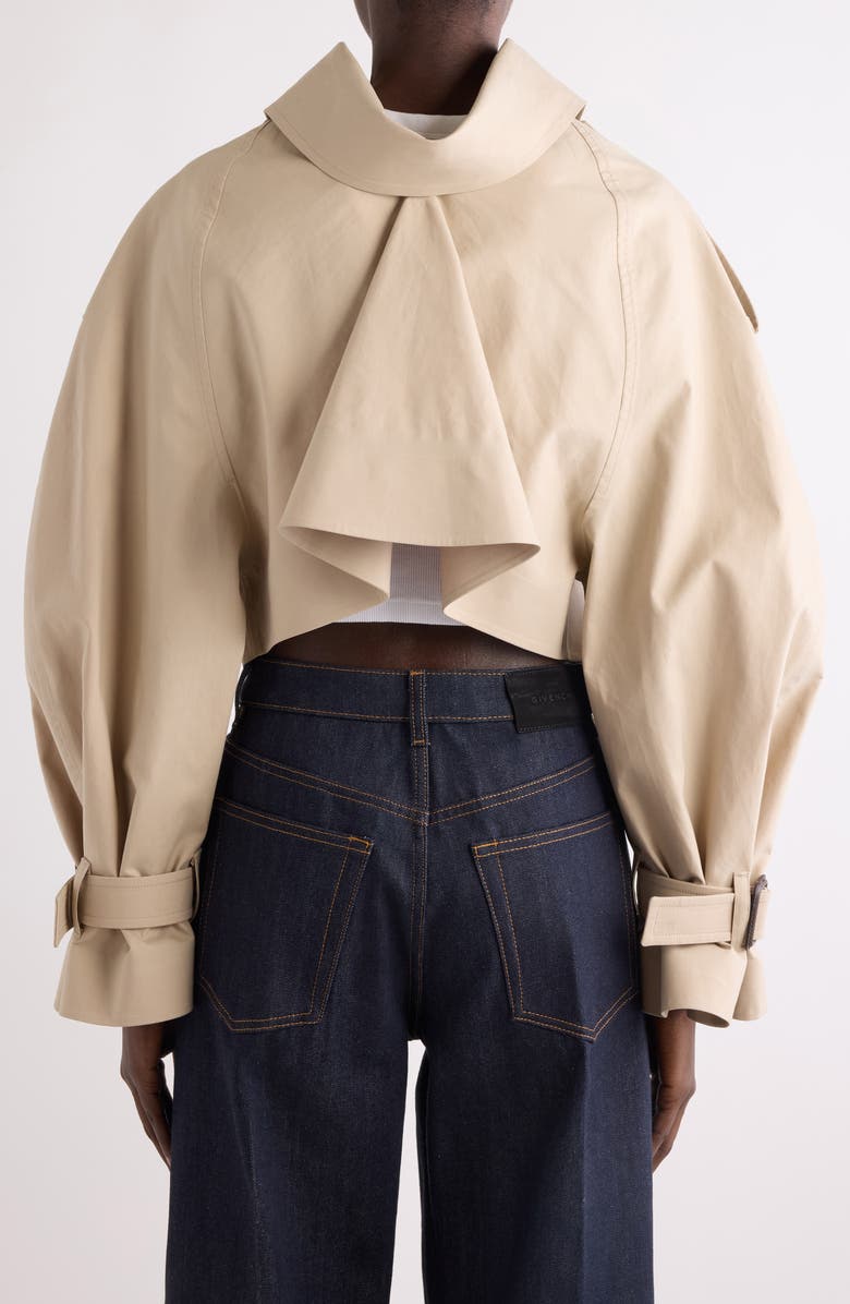 Givenchy Crop Cotton Trench Coat, Alternate, color, Beige/ Butter