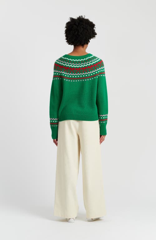 Chinti & Parker Wool-cashmere Bow Fairisle Sweater In Green
