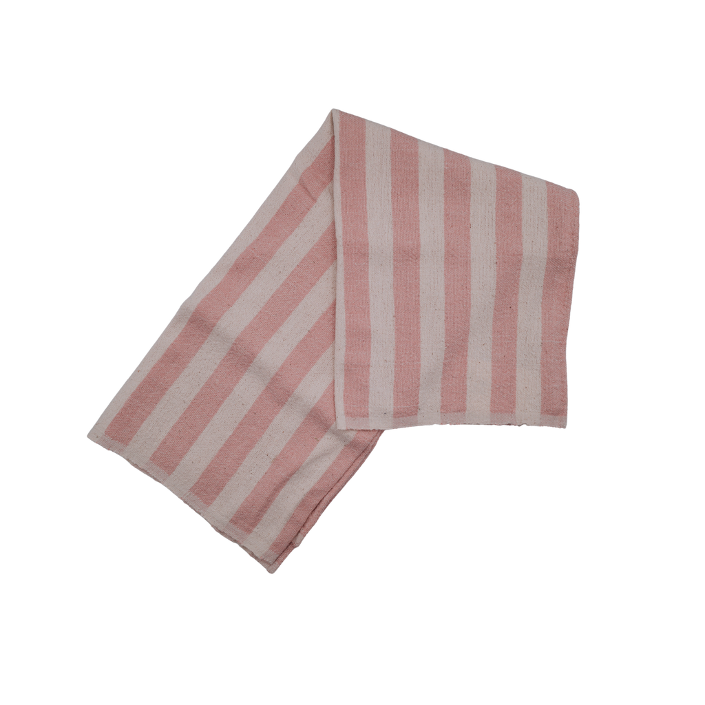 Kd Weave Stripe Towel In Pink