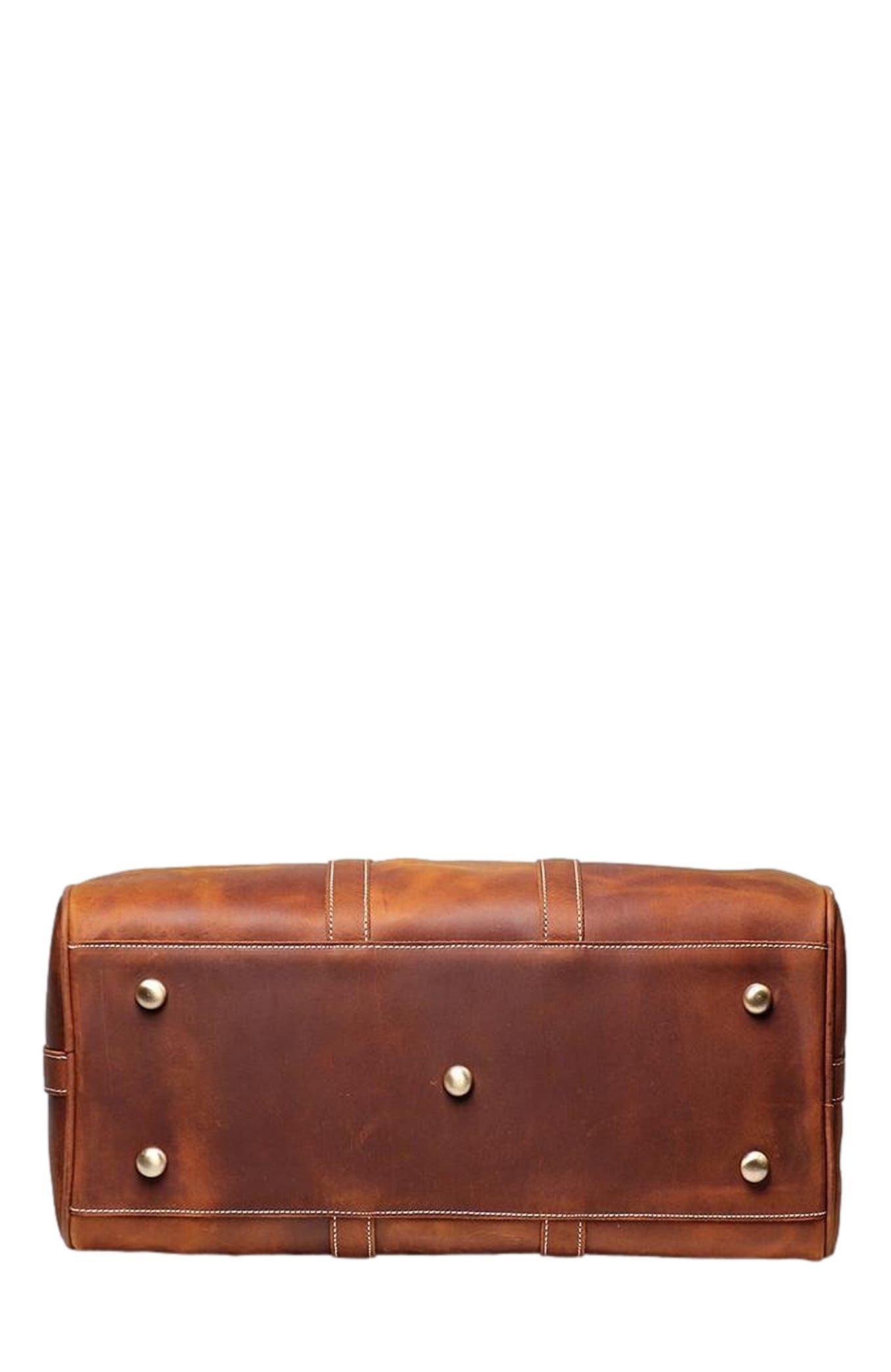 STEEL HORSE LEATHER The Brandt Weekender | Small Leather Duffle Bag, Alternate, color, Brown