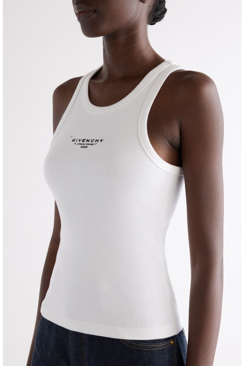 Logo Wool & Silk Rib Tank, Alternate, color, WHITE