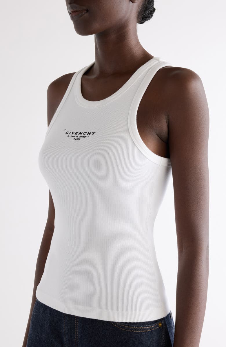 Givenchy Logo Wool & Silk Rib Tank, Alternate, color, White