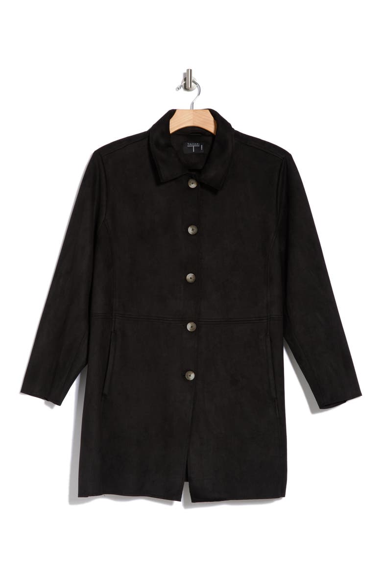 Faux Suede Coat, Alternate, color, BLACK