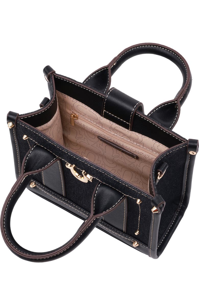 True Religion Denim Logo Strap Mini Tote, Alternate, color, Black