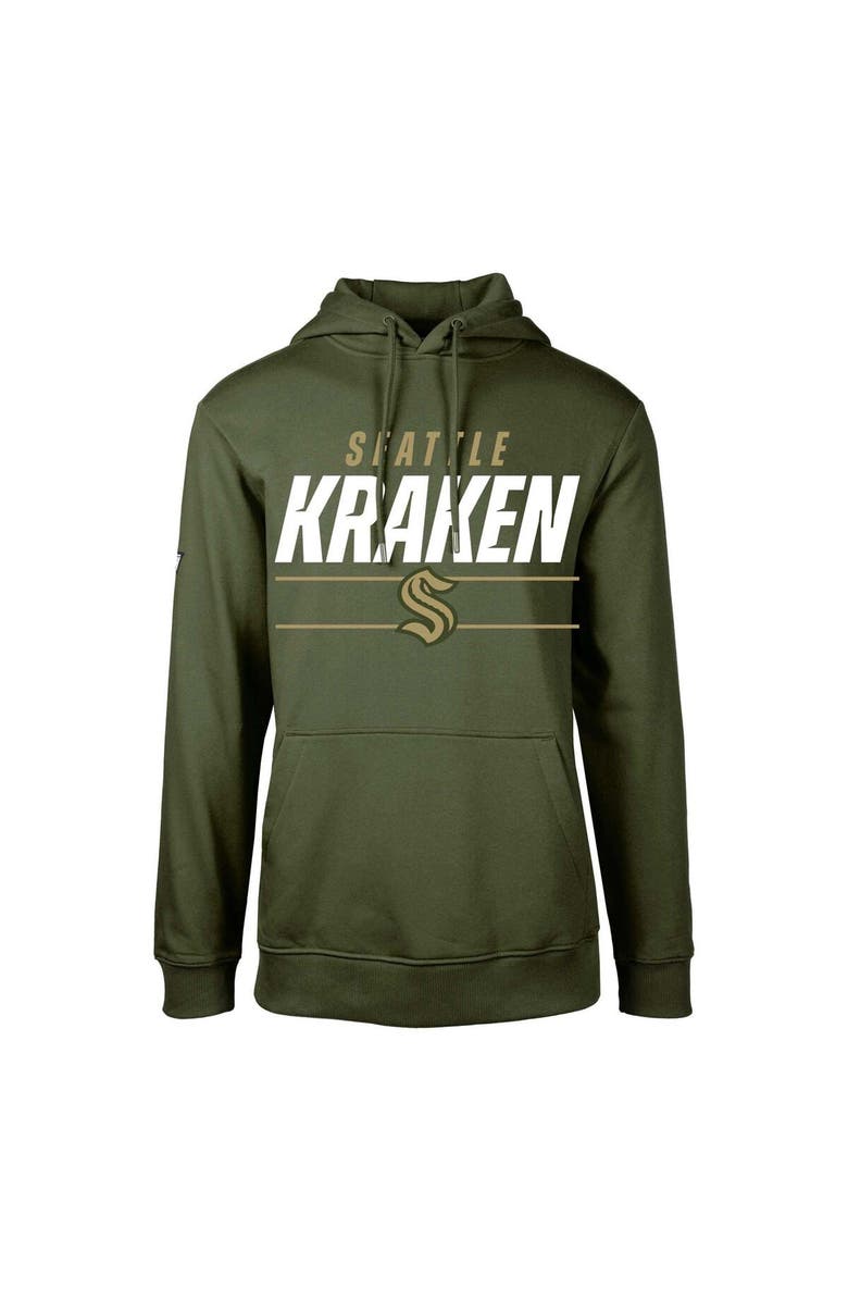 LEVELWEAR Youth Levelwear Olive Seattle Kraken Podium Fleece Pullover Hoodie, Main, color, Olive