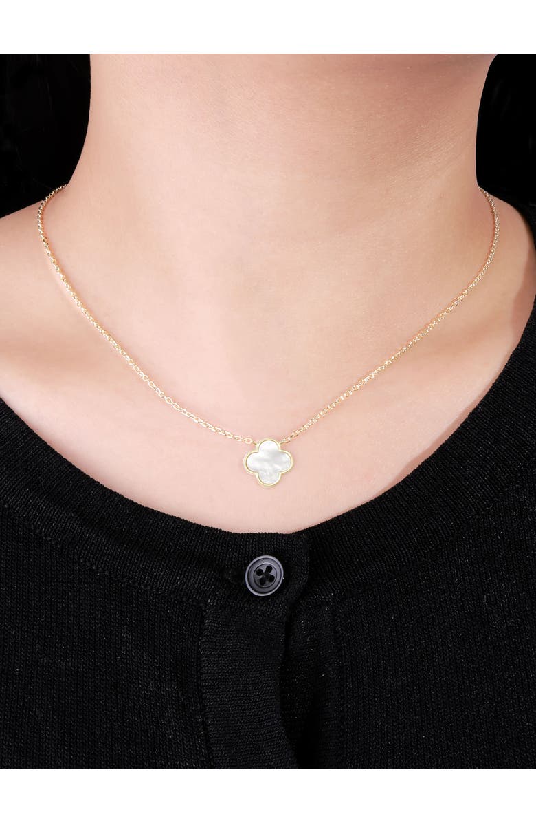 DEVATA Mother of Pearl Clover Chain Necklace in 14K Gold, 14mm, Alternate, color, Yellow Gold