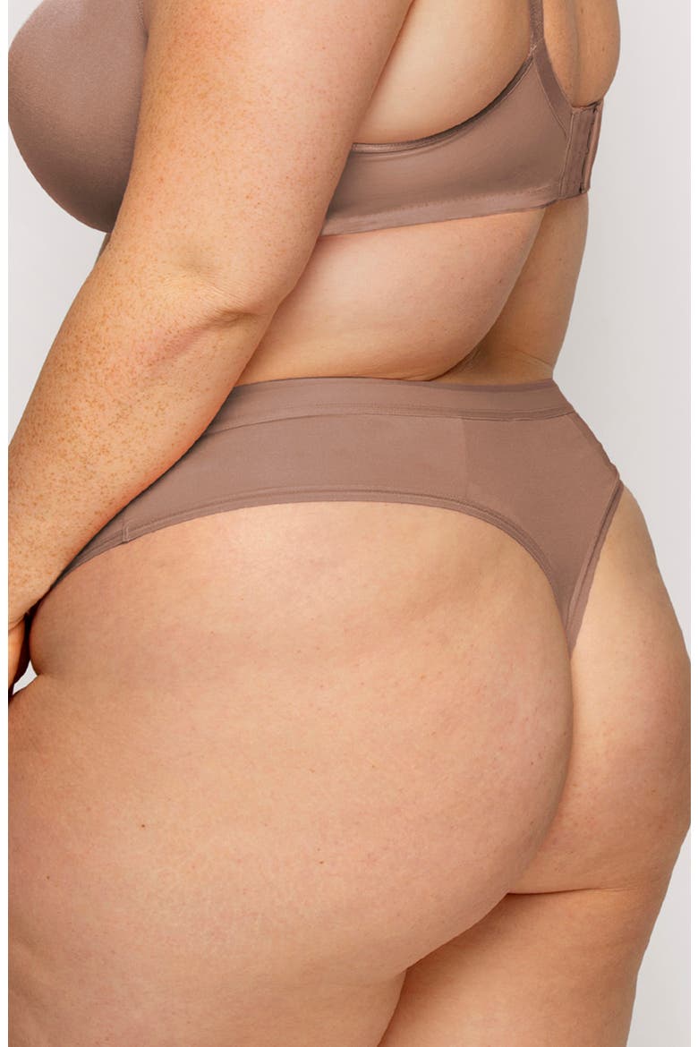 Silky Smooth High Cut Thong Panty, Alternate, color, SWEET TEA
