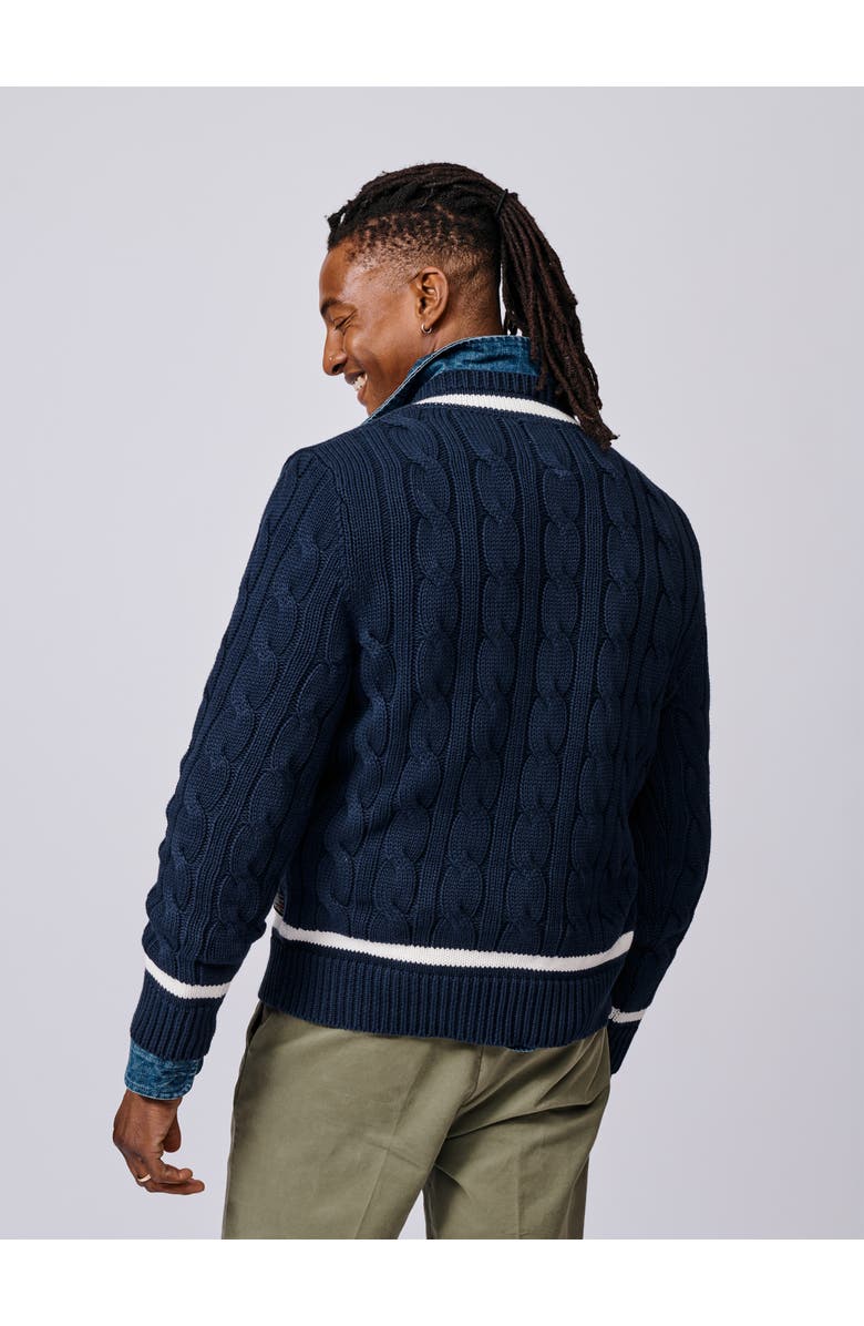 Aubin Denton Cotton V-Neck Knit Cricket Jumper, Alternate, color, Navy