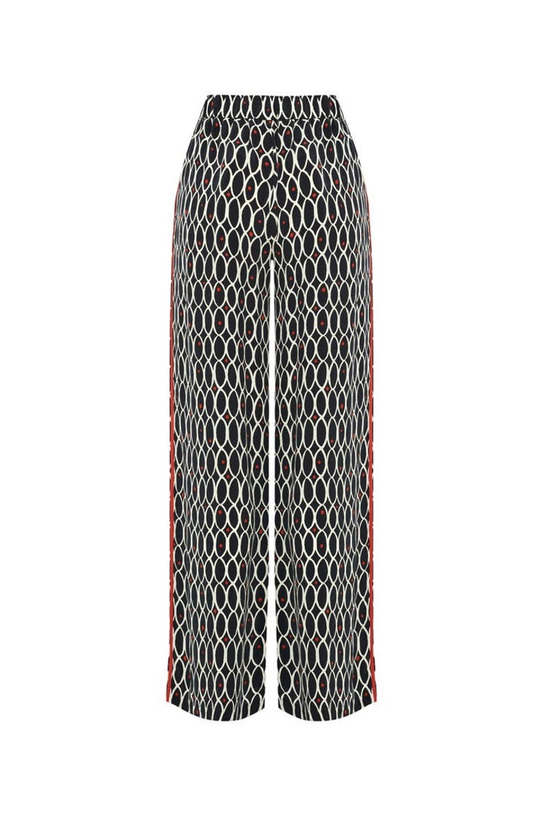 Adia Pants Geometric Patterned Palazzo Pants, Alternate, color, Black and White