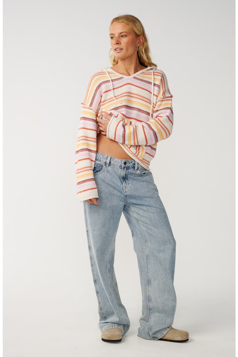 Retro Swell Stripe Hooded Sweater, Alternate, color, LILAC