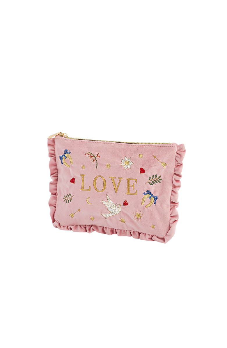 Fable England Love Scatter Velvet Embroidered Pouch, Alternate, color, Light/Pastel Pink