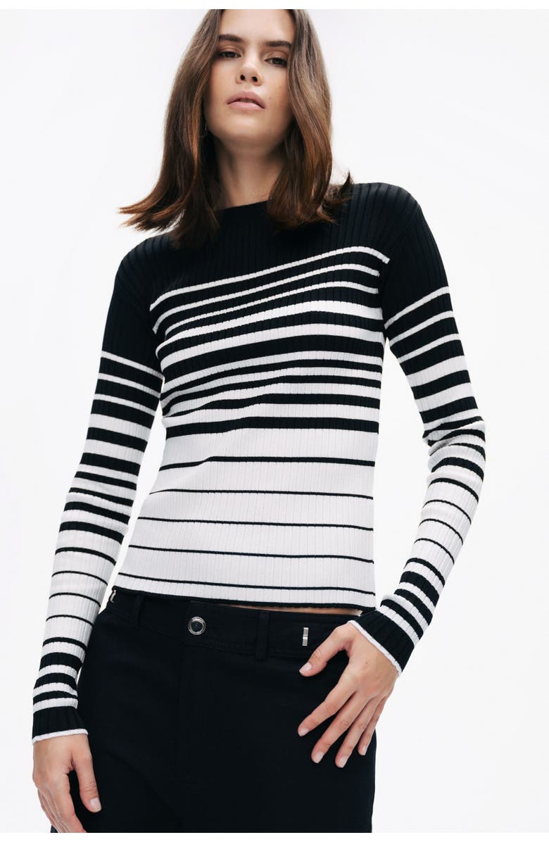 Nocturne Striped Crocheted Knitted Sweater, Alternate, color, 
