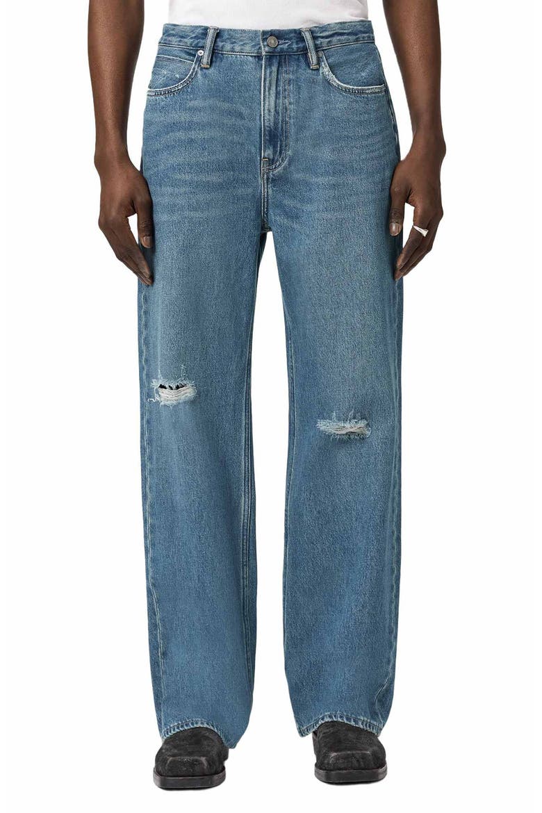 Lenny Loose Fit Ripped Straight Leg Jeans, Main, color, DESTROY MID INDIGO