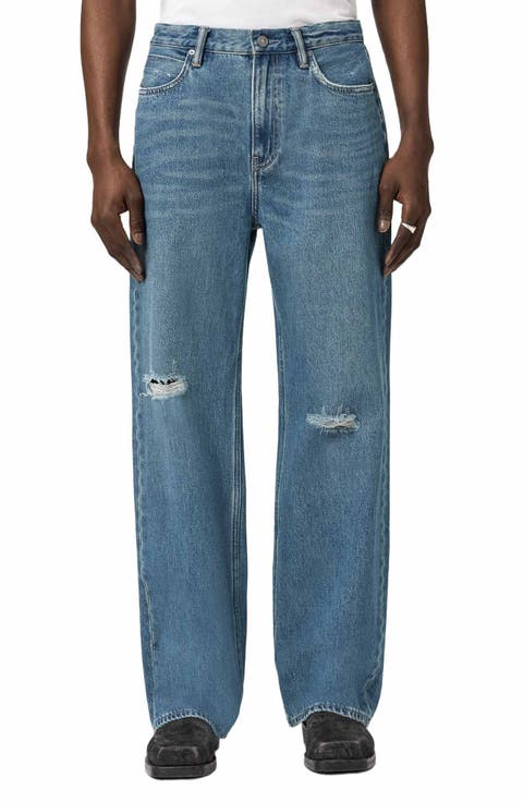 Lenny Loose Fit Ripped Straight Leg Jeans (Destroy Mid Indigo)