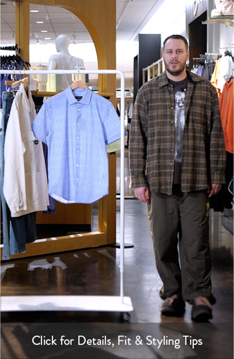 Miles OoohCotton<sup>®</sup> Geo Print Short Sleeve Button-Up Shirt, sales video thumbnail