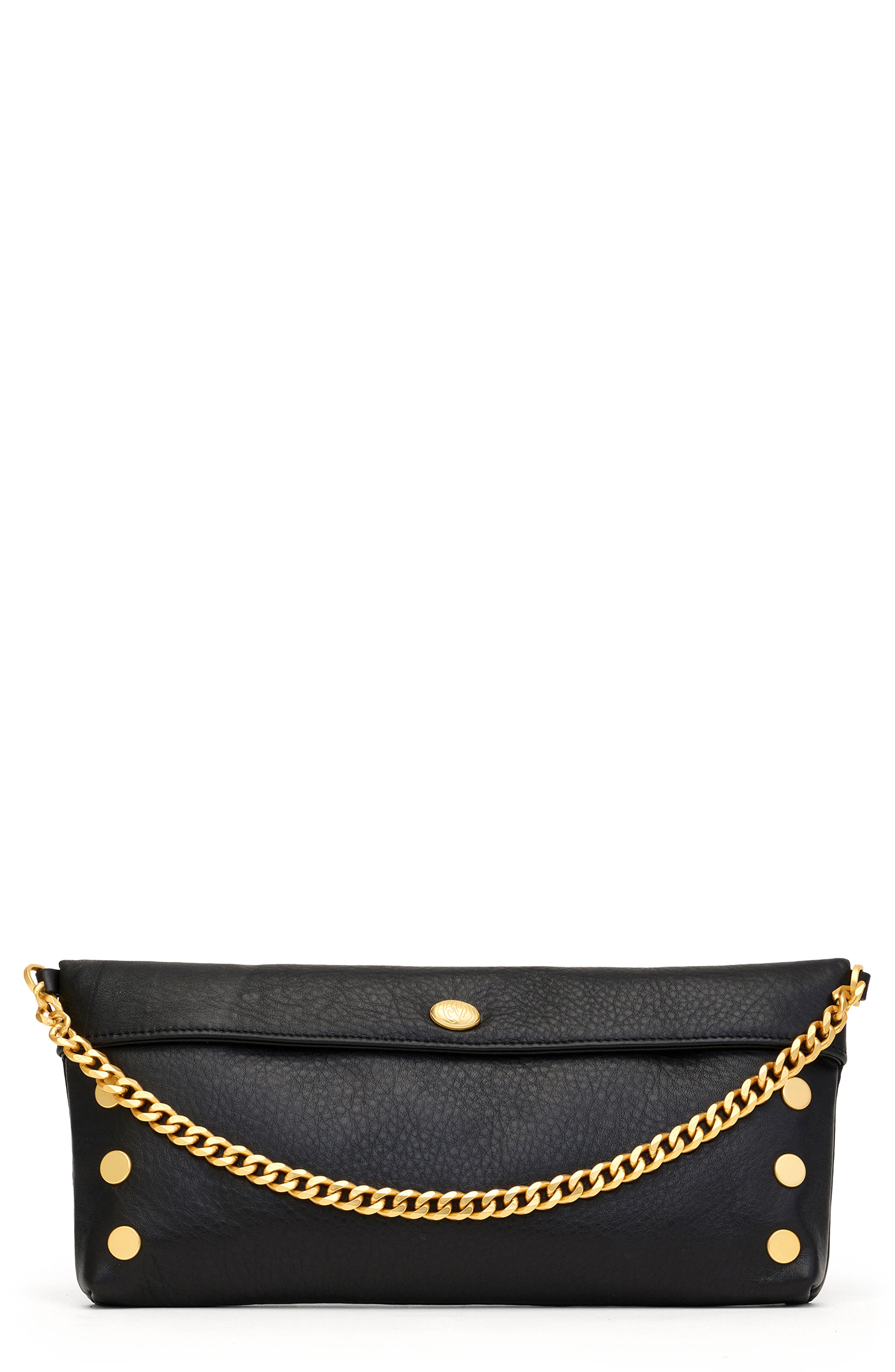 HAMMITT Invitation Clutch, Main, color, Black/ Brushed Gold
