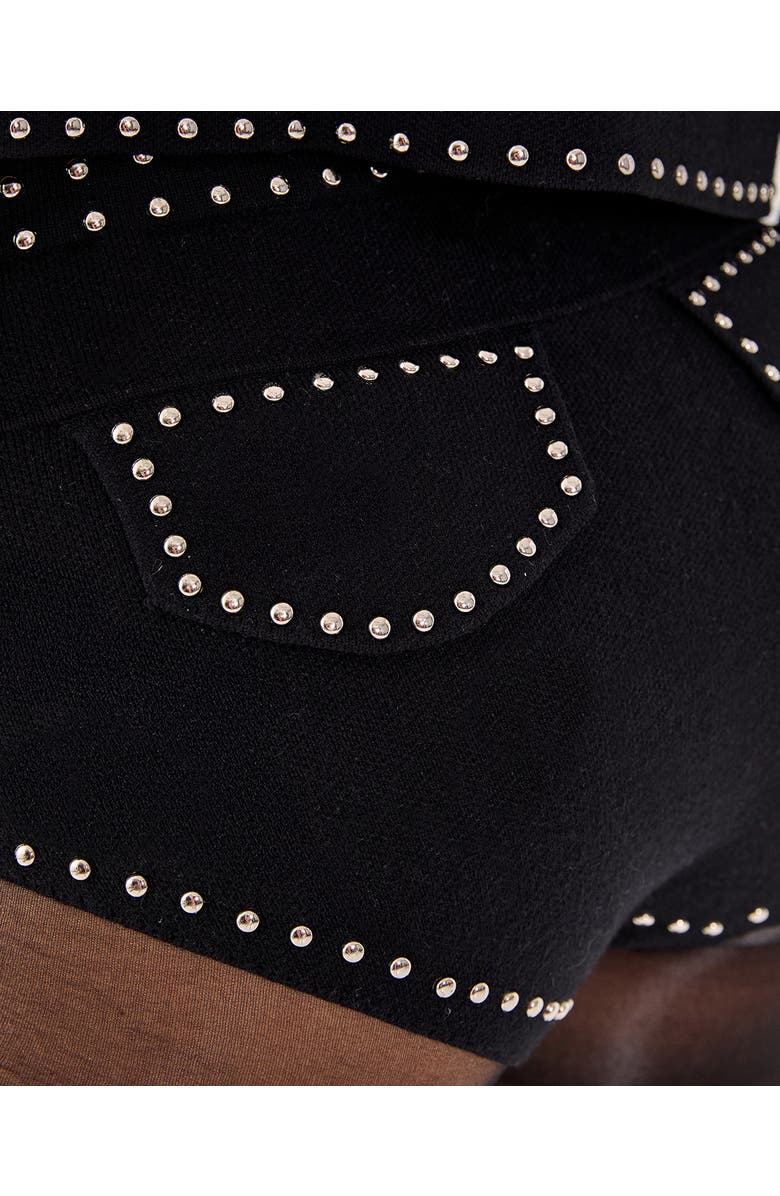 NASTY GAL Knitted Western Stud Detail Shorts, Alternate, color, Black