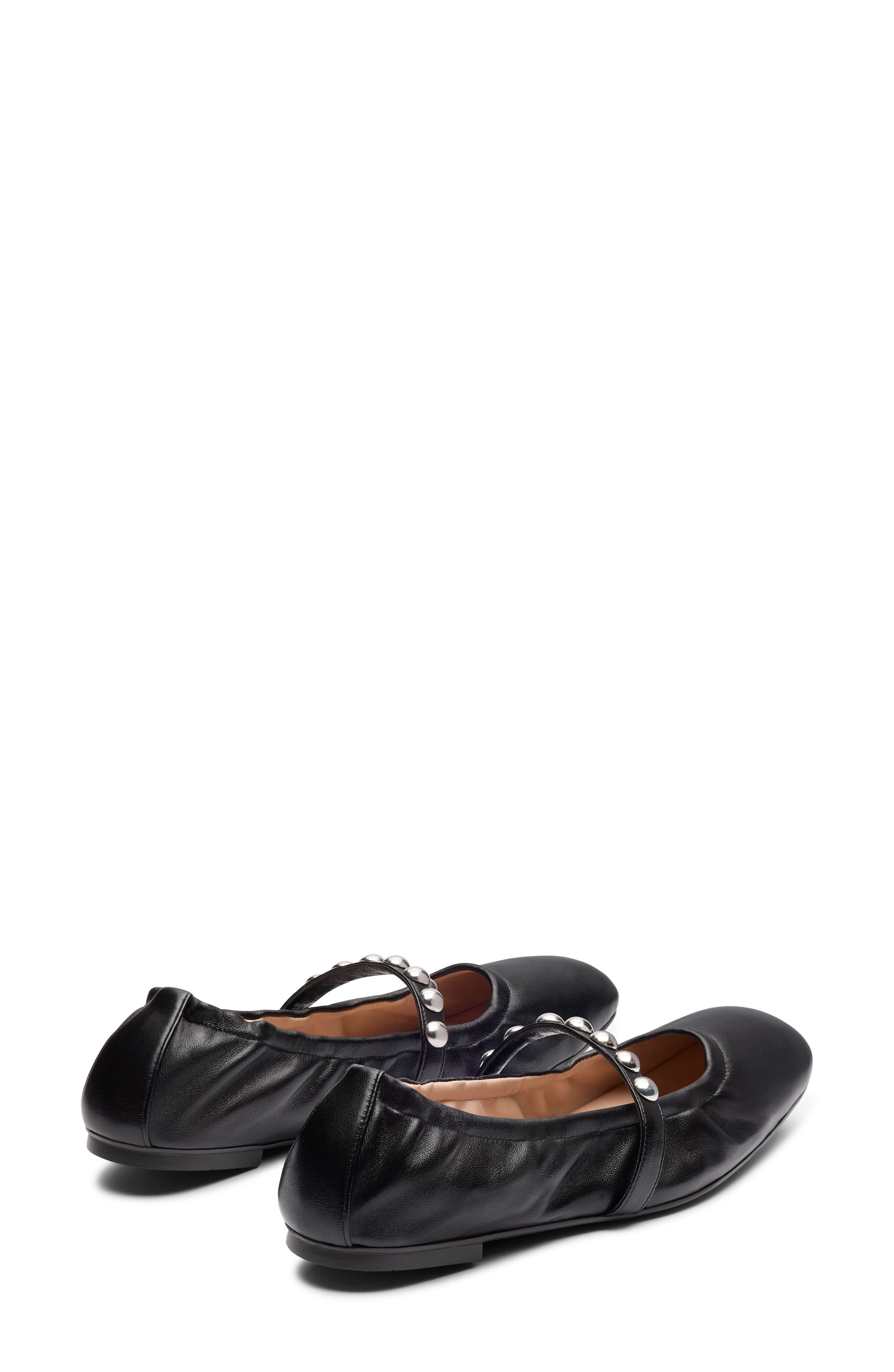 Goldie Stud Ballet Flat, Alternate, color, BLACK NAPPA