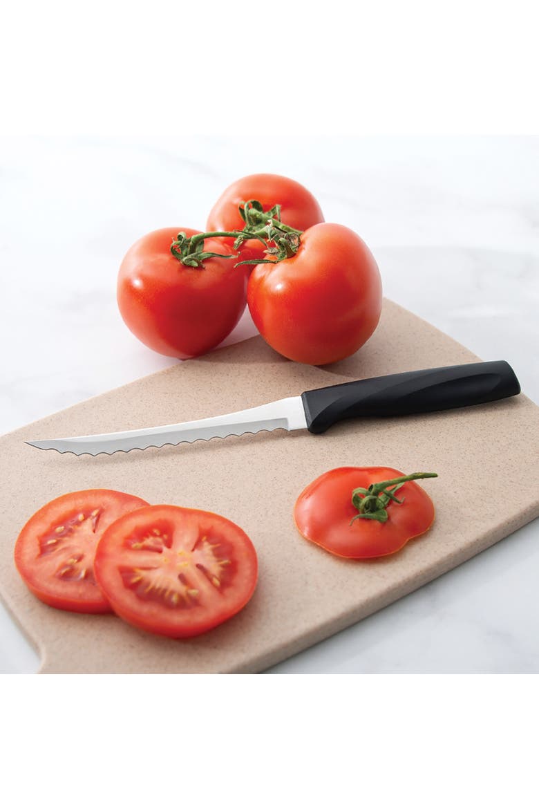 Cutlery 5-Inch Tomato Slicer Serrated Stainless Blade Anthem Wave Handle, Alternate, color, Black