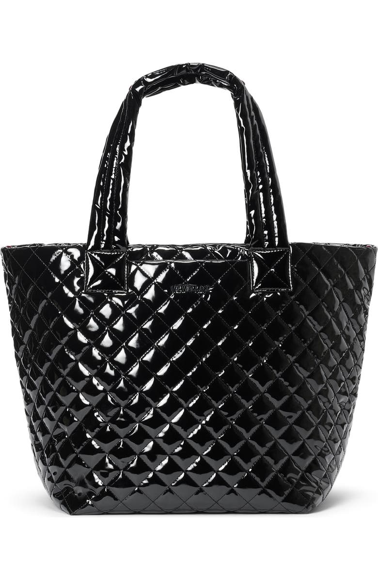 MZ Wallace Medium Metro Deluxe Tote, Main, color, Black Lacquer