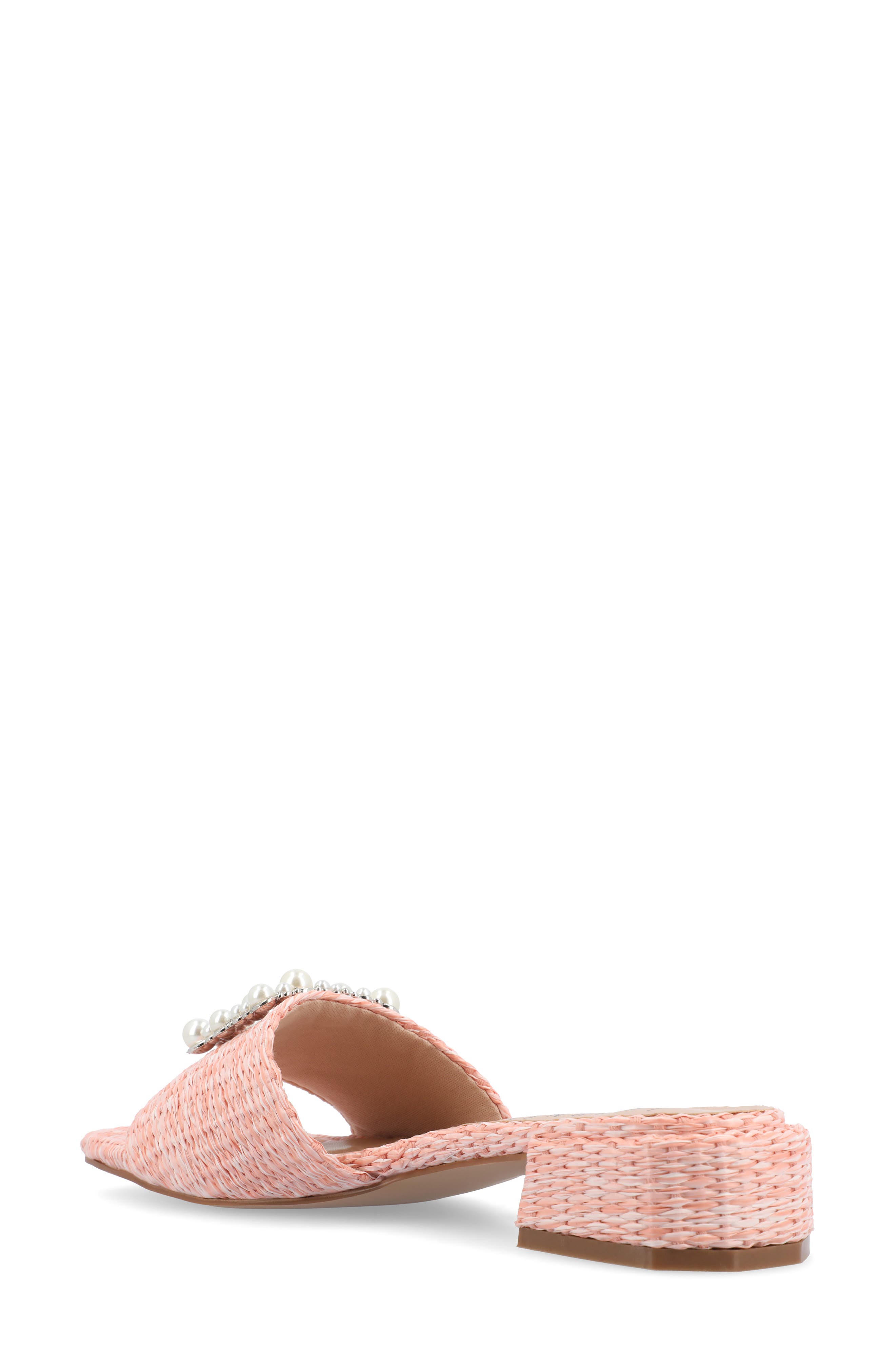 Justina Embellished Raffia Slide Sandal, Alternate, color, PINK
