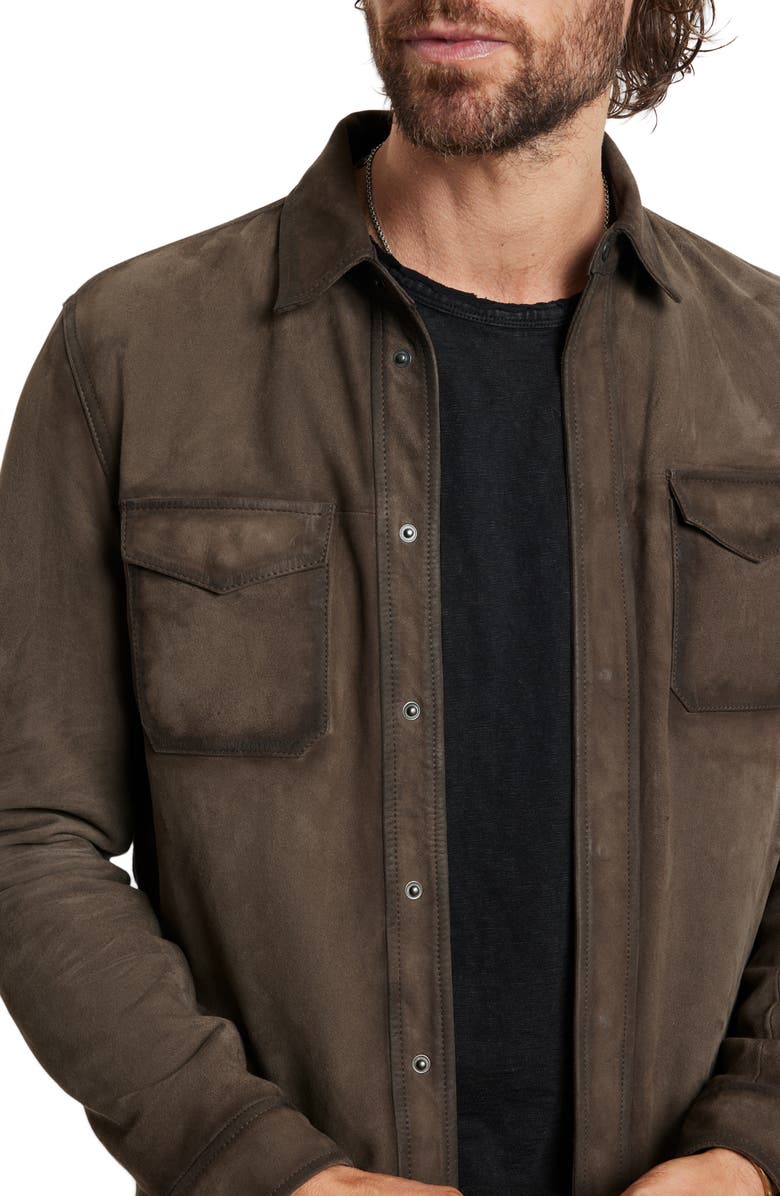 John Varvatos Izzy Suede Shirt Jacket, Alternate, color, Earth Brown