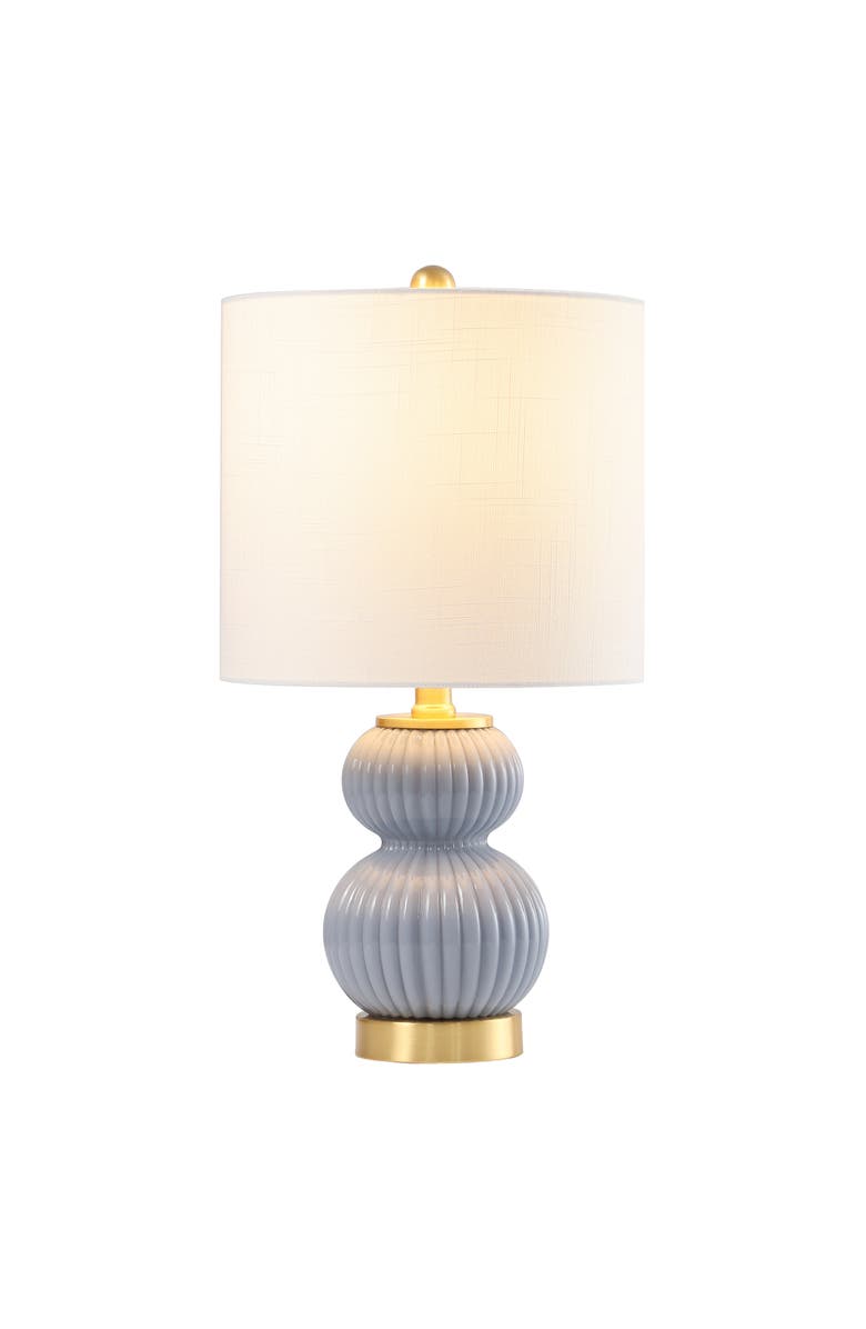 JONATHAN Y Daphne Ribbed Metal/Glass LED Table Lamp, Main, color, Gray