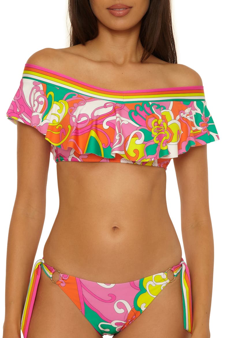 Elara Ruffle Off-the-Shoulder Bikini Top, Main, color, MULTI