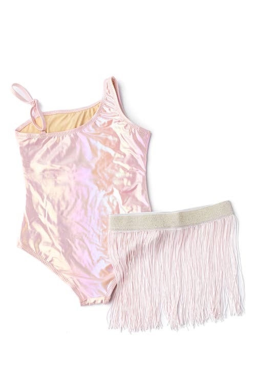 SHADE CRITTERS SHADE CRITTERS KIDS' METALLIC ROSETTE ONE-PIECE SWIMSUIT & COVER-UP SKIRT SET