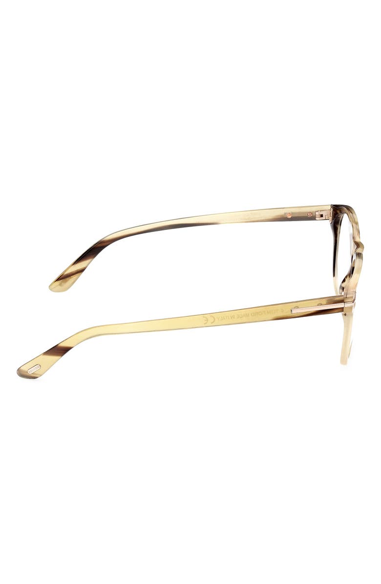 TOM FORD 50mm Square Optical Glasses, Alternate, color, Light Brown Striped / T Logo