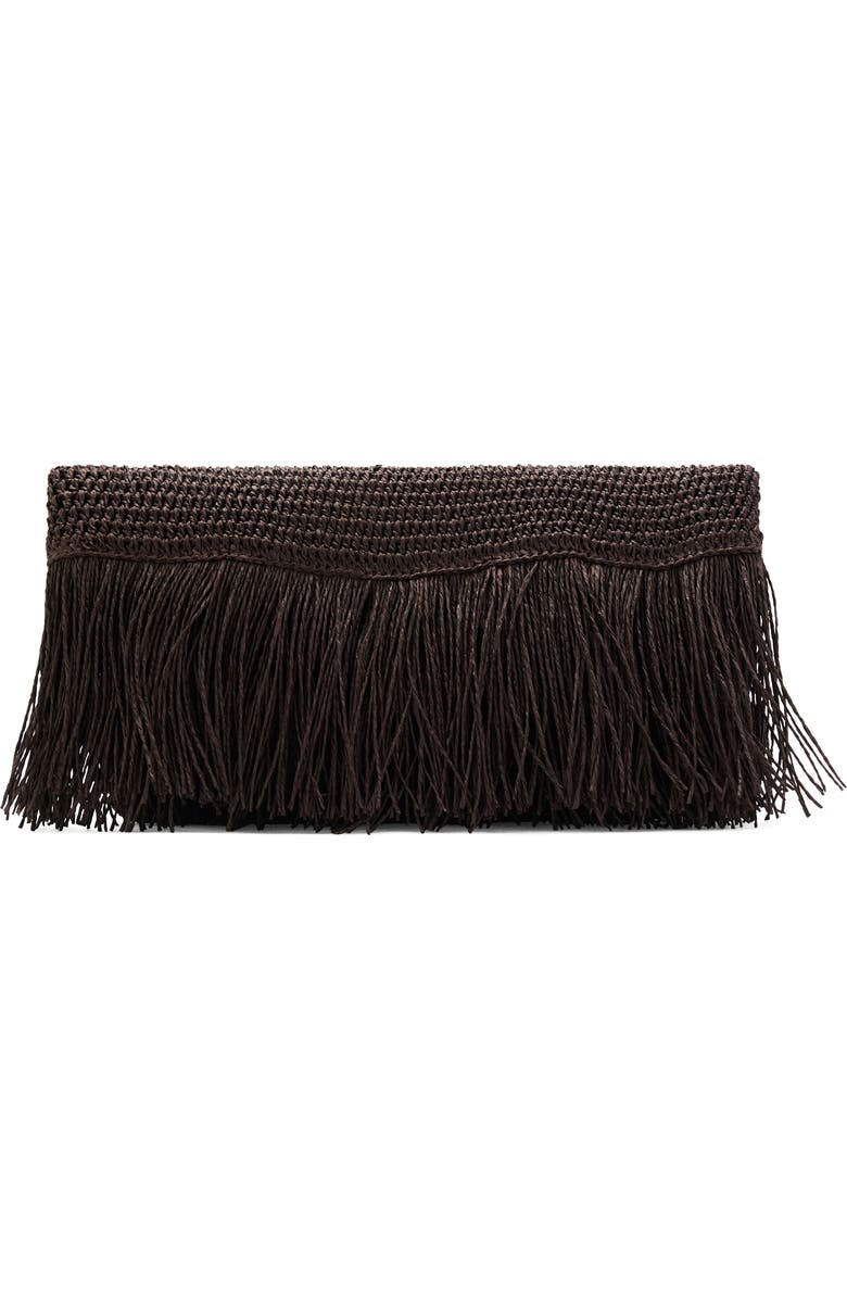 MANGO Natural Fiber Envelope Clutch with Fringe, Main, color,