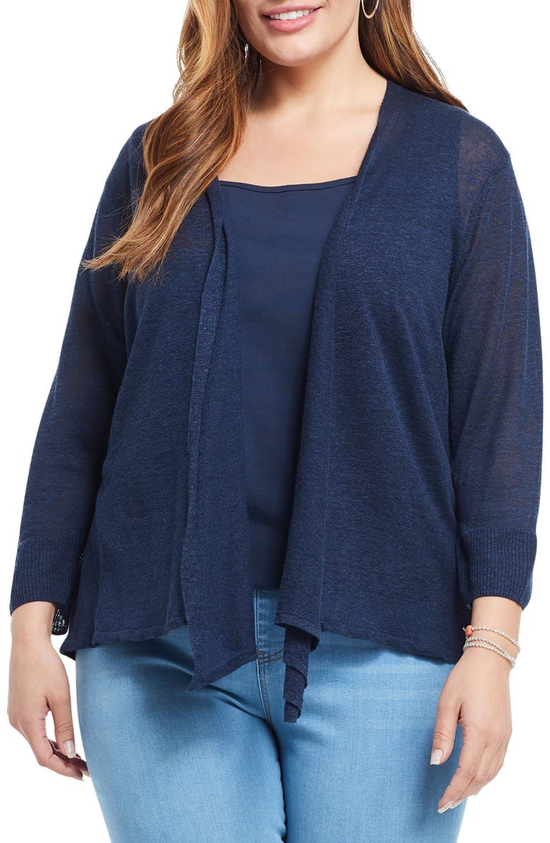NIC+ZOE '4-Way' Three Quarter Sleeve Convertible Cardigan, Main, color, Dark Indigo