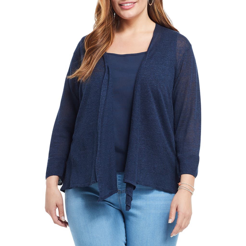 NIC+ZOE '4-Way' Three Quarter Sleeve Convertible Cardigan in Dark Indigo
