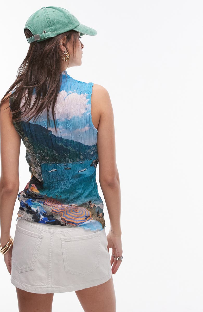 Topshop Beach Landscape Graphic Tank Top, Alternate, color, 